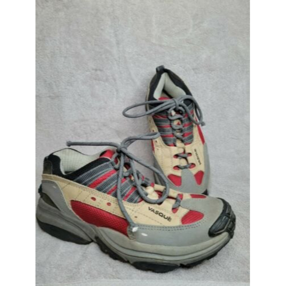 Vasque Shoes - Vasque Women’s Leather Hiking Shoe Size 9.5M Gray/Tan/Red Low Cut